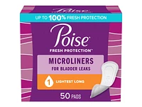Poise Microliners Incontinence Liners - Lightest Absorbency - Long - 50 Count