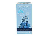 Natracare 100% Certified Organic Cotton Tampons with Applicator - Super - 16s