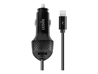 LOGiiX Power Lite Jolt 25 Car Power Adapter with Lightning Cable - Black - LGX-13666