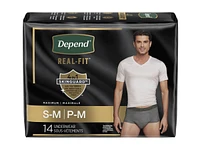 Depend Real Fit Incontinence Pants for Men - Maximum - Small/Medium - Grey/Black - 14's