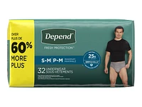 Depend Fresh Protection Incontinence Underwear for Men - Maximum Absorbency - Small/Medium - 32 Count