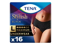 TENA Stylish Incontinence Underwear - Black - Large - 16s