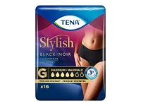 TENA Stylish Incontinence Underwear - Black - Large - 16s