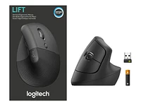 Logitech Lift Vertical Ergonomic Wireless Mouse - Graphite - 6876946