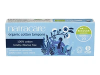 Natracare 100% Certified Organic Cotton Tampons - Regular - 20s