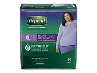 Depend Night Defense Incontinence Underwear for Women - Overnight Absorbency - Extra Large - 12 Count