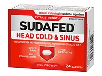 Sudafed Head Cold & Sinus Extra Strength Caplets - 24's