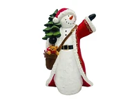 Danson Decor Decorative Figurine - Snowman with Gift Bag and Tree - Red/White