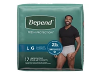 Depend Fresh Protection Adult Incontinence Underwear for Men - Grey - Maximum - Large - 17 Count