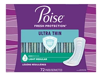 Poise Ultra Thin Regular Length Incontinence & Postpartum Pads With Wings - Light Absorbency - 72 Count