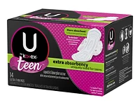 U by Kotex Balance Ultra Thin Pads with Wings - Extra Absorbency - Teens/14 Count