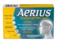 Aerius Double Action 12 Hour Sinus Decongestant + Allergry - 20s