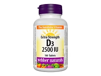 Webber Naturals Extra Strength Vitamin D3 Tablets - 2500 IU - 180's