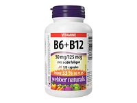 Webber Naturals Vitamin B6+B12 Capsules - 50 mg/125 mcg - 120's