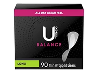 U by Kotex Balance Daily Long Wrapped Panty Liners - Light Absorbency - 90s