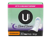 U by Kotex Clean & Secure Sanitary Pads - Overnight - Maxi - 30's