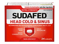 Sudafed Head Cold & Sinus Extra Strength Caplets - 24's