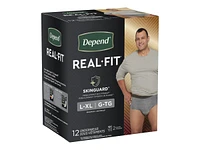 Depend Real Fit Incontinence Underwear for Men - Black/Grey - Maximum Absorbency - Large/Extra-Large/12 Count