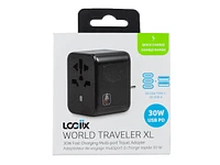 LOGiiX World Traveler XL 5 Output USB-A & USB-C Power Adapter - Black - LGX-13446