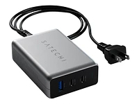 Satechi Power Adapter - Fast Charger - USB and USB-C with Power Delivery - 100 Watt - Black/Grey - STTC100GM