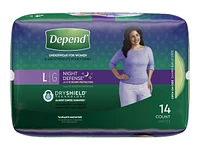 Depend Night Defense Incontinence Underwear for Women - Overnight Absorbency - Large - 14 Count