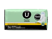 U by Kotex Clean & Secure Ultra Thin Pads with Wings - Regular Absorbency - 36 Count