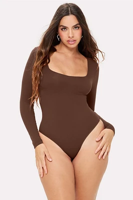 Nearly Naked Shapewear Square Neck Brief Long Sleeve Bodysuit