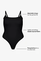 Snug Cotton Strappy Thong Bodysuit