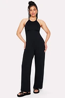 Smooth As Hell Mock Neck Halter Jumpsuit