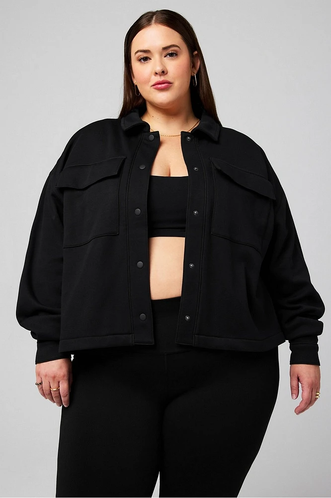 Cozy Fleece Cropped Shirt Jacket