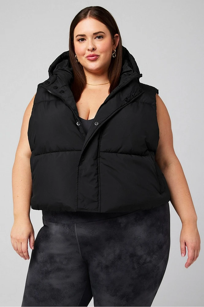 Essential Cropped Hooded Puffer Vest