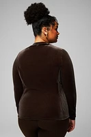 Velour Seamed Long-Sleeve Top