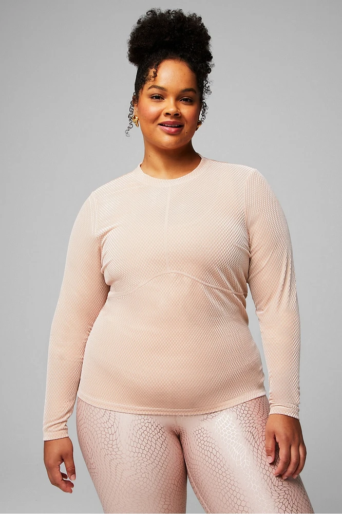 Velour Seamed Long-Sleeve Top