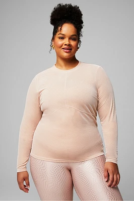 Velour Seamed Long-Sleeve Top