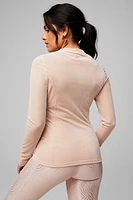 Velour Seamed Long-Sleeve Top
