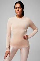 Velour Seamed Long-Sleeve Top