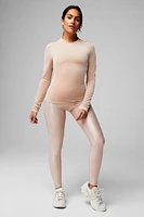 Velour Seamed Long-Sleeve Top