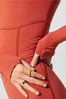 Half-Zip Long-Sleeve Crop Top