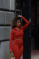 Half-Zip Long-Sleeve Crop Top