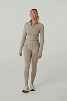 Half-Zip Long-Sleeve Crop Top