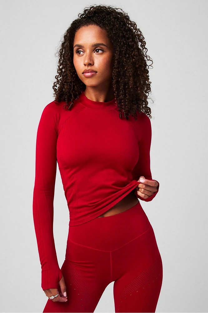 Seamless Mock Neck Long-Sleeve Top