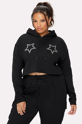 Cozy Fleece Starry Cropped Hoodie