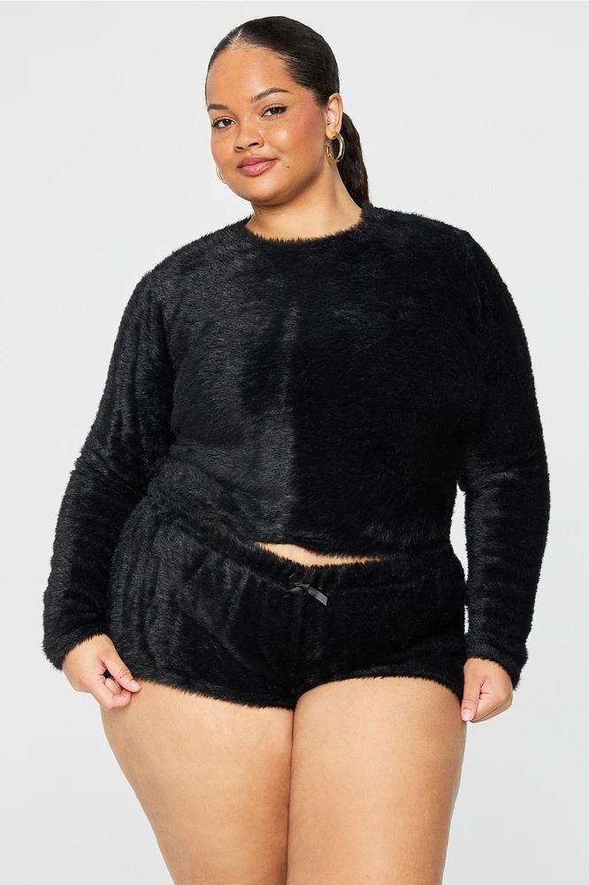 Fuzz Me Long Sleeve Cropped Top