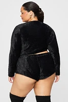 Fuzz Me Long Sleeve Cropped Top