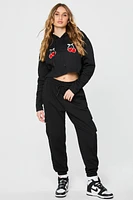 Cozy Fleece Cherry Cropped Hoodie