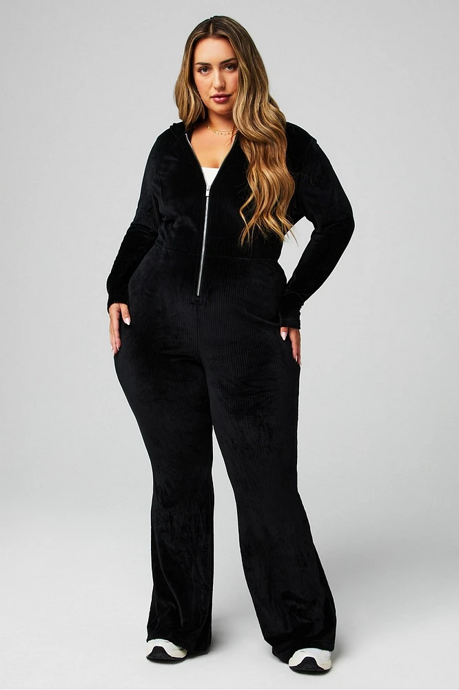 Plush Rib Hooded Jumpsuit