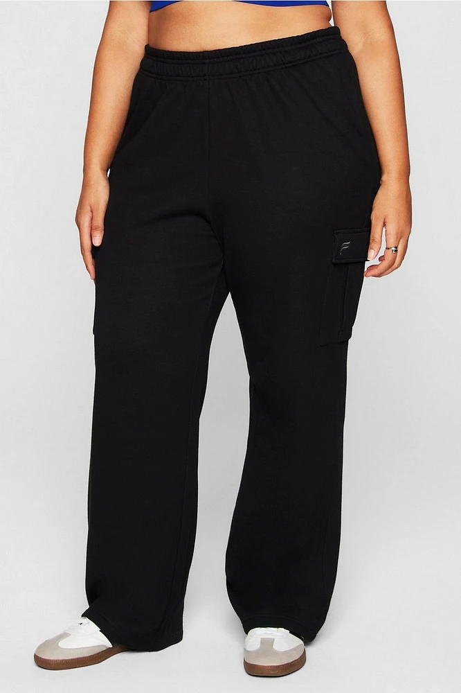 Cozy Fleece Wide Leg Cargo Sweatpant