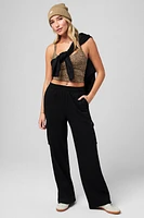 Cozy Fleece Wide Leg Cargo Sweatpant