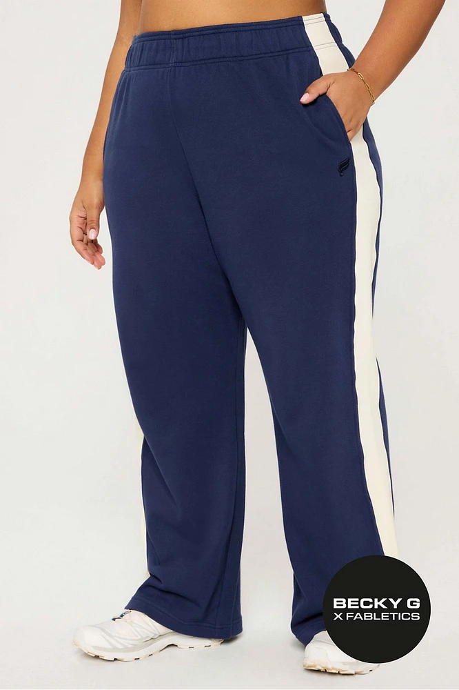 Year Round Terry Stripe Wide Leg Pant