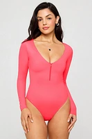 Zip-Front Long Sleeve One-Piece Swimsuit